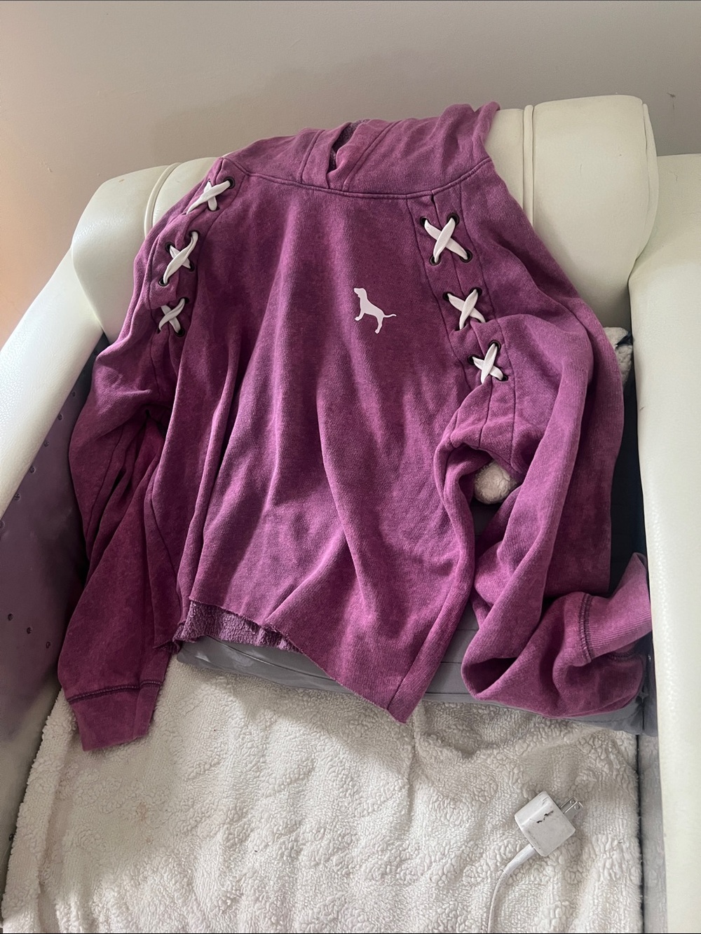 PINK Victoria's Secret Mauve Lace-Up Varsity Sweatshirt